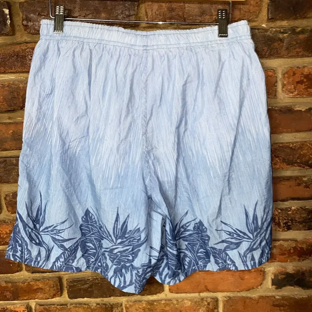 Speedo Vintage Blue Tropical Swim Trunks Bathing Suit Shorts Men's Size Medium